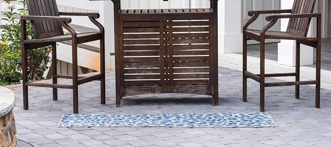 Unique Loom Outdoor Safari Collection Area Rug - Leopard (2' x 6' 1" Runner, Blue/ Gray)