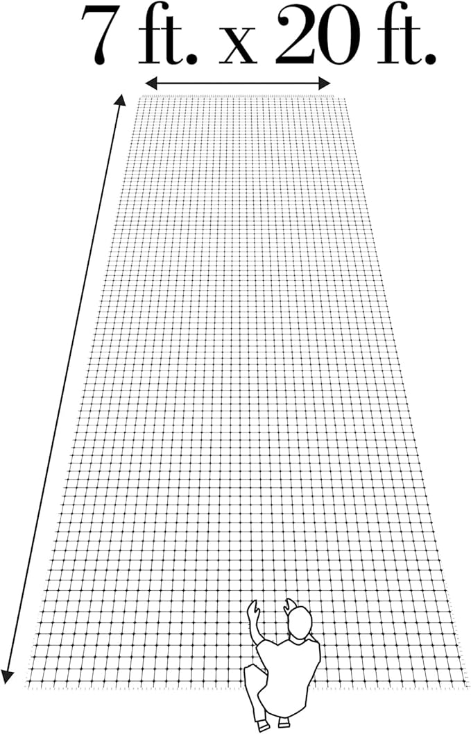 Dalen Bird-X Protective Mesh Netting for Fruit Trees, Berries, Vegetables - 7 ft x 20 ft, Black Garden Netting, 5/8-inch Mesh - Helps Deter Birds & Garden Pests, Made of Weather-Resistant Plastic