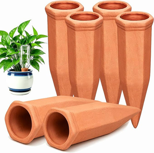Terracotta Plant Watering Devices, Outdoor Indoor Plant Self Waterer Spikes | 6pcs Self Watering Planter Insert for Garden Potted Plant, Large Automatic Plant Watering Stakes Bulb for Vacation Plant Care