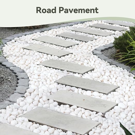 Pulovin 18lbs White Rocks for Plants Indoor, 1-2 inch Decorative Garden Stone Outdoor Landscaping, Walkways, Yard, Large Polished River Rocks for Plants Pots, Vases, Crafts