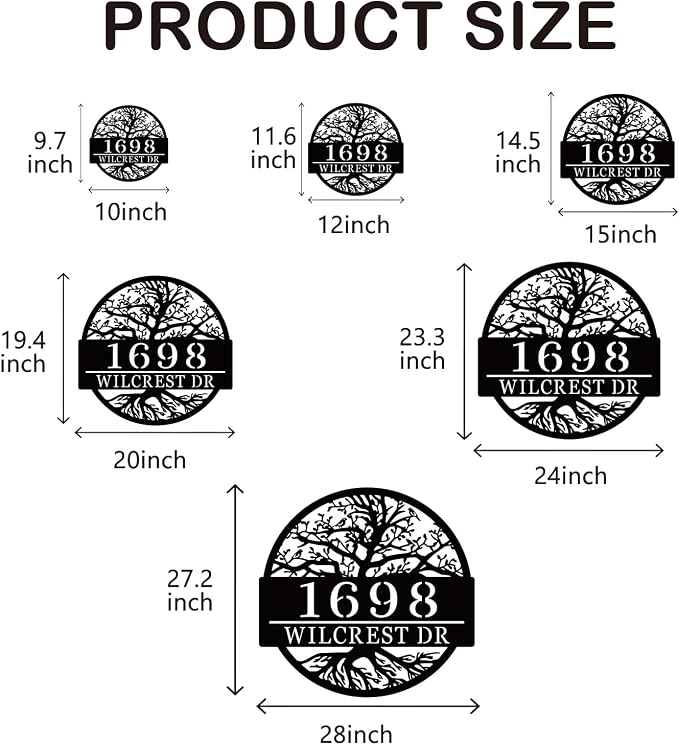 Custom Tree of Life Address Sign, Personalized Metal House Numbers for Outside, Custom Family Name Plate, Weatherproof Wall Decor for Home, Porch, Garden, Yard
