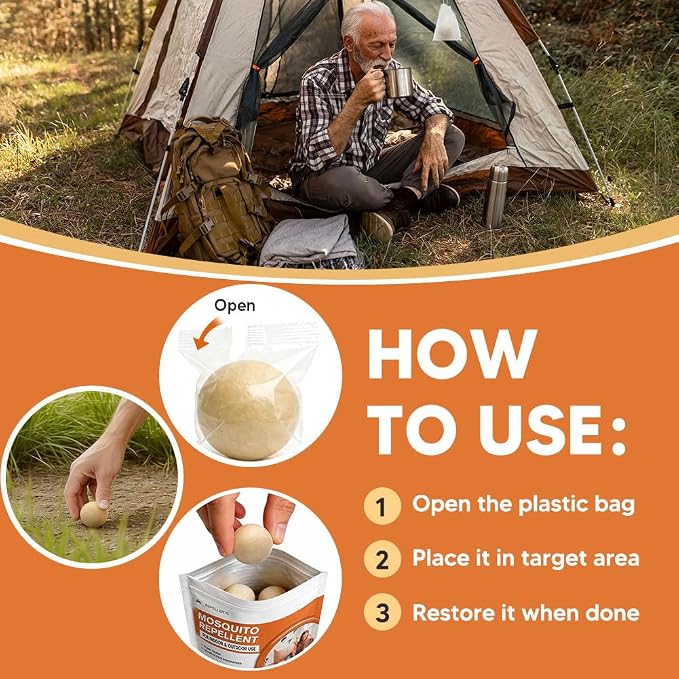 SCFKAOF Mosquito Repellent Outdoor Patio, Mosquito Deterrent for Yard, Indoor Mosquito Repellent Balls, Mosquito Repeller for Patio, Keep Mosquito Away, Covers 120 Sq. Ft, 60 Days Protection-5 Packs