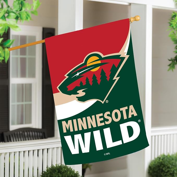 NHL Minnesota Wild House Flag, 28 x 44, Double Sided Garden Flags for Outside, Outdoor Flags & Banners for Gardens Patio, Indoor Wall Decor Flag for Room