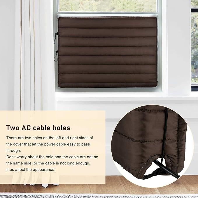 FORSPARK Indoor Air Conditioner Cover, AC Covers for Inside with Free Drawstring, 21L x 15H x 3.5D inches Brown