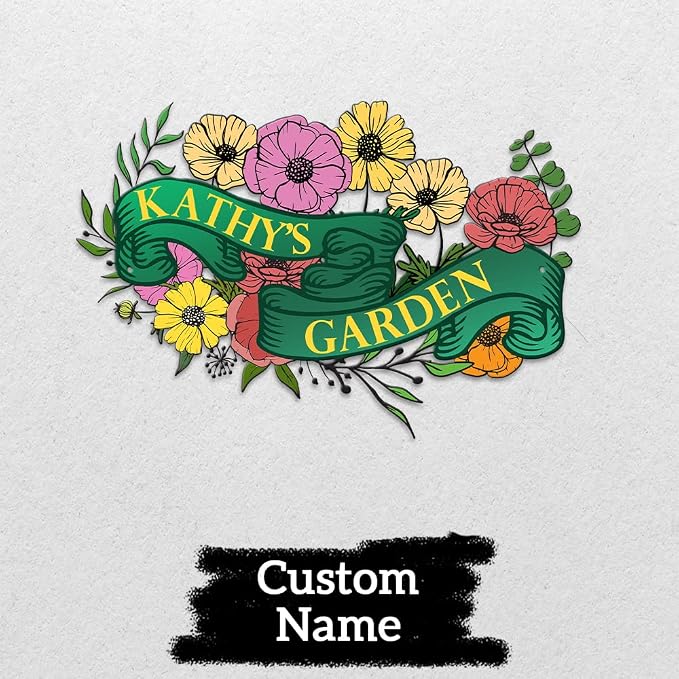 MeMate Custom Metal Garden Plaque - Female, Mom & Grandma Personalized Sign, Rustic Decor for She Shed & Housewarming Gifts