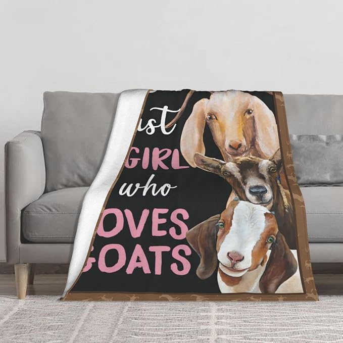 Goat Blanket Gift Just A Girl Who Loves Goats Cozy Plush Throw Blanket Flannel Fleece Ultra Soft Fuzzy Animal Lover Party Blankets for Adult Kids Boys Women Men 60"X50"