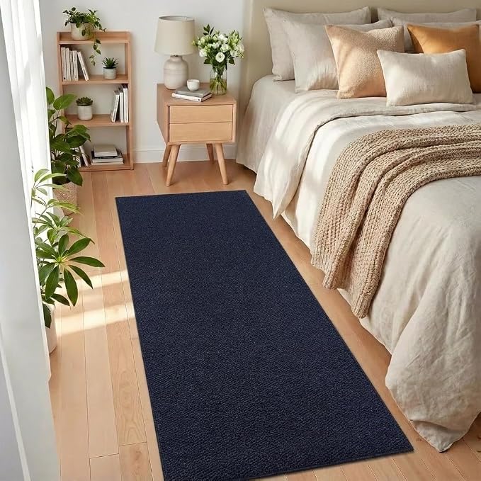 Garvee 2x6 Kitchen Runner Rugs Non Skid Washable Modern Textured Rug, Navy | Neutral Solid Color Non Shedding Low Pile Stain Resistant Weaving Mats for Entryway Hallway Bedroom Laundry Room Bathroom