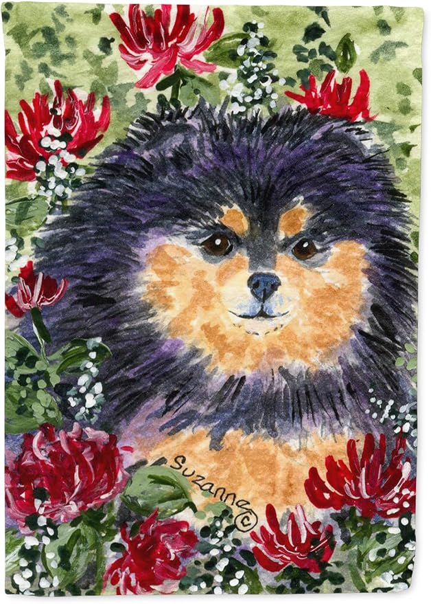 Caroline's Treasures SS8727GF Pomeranian Garden Flag Mailbox Flag Decorative Yard Flag Banner Outside Patio Artwork Yard Flower Beds, Garden Size, Multicolor