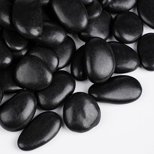 30 lbs Black Rocks for Planters, 1"-2" Decorative Rocks for Potted Plants, Polished Garden Stones for Outdoor Landscaping, Walkways, Yard, River Rocks for Flower Pots, Vase