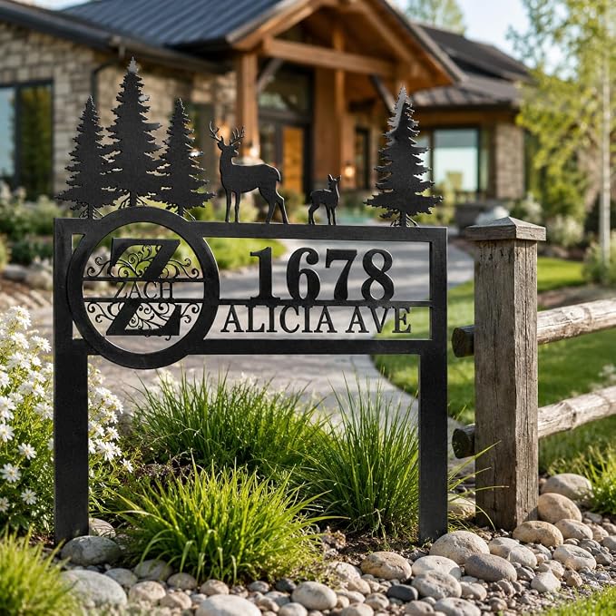 Personalized Yard Signs with Stakes, Address Yard Signs with Stakes, Address Signs for Yard, Address Numbers for House, Custom Metal House Sign, House Number Sign