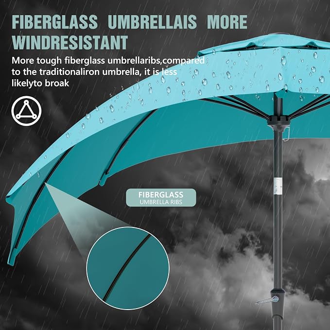 Sannwsg Patio Umbrellas, Pool Umbrella with 8 Sturdy Ribs, Outdoor Umbrella with Push Button Tilt/Crank, Deck Umbrellas, Market Umbrela Table for Backyard, Deck, Garden, Pool