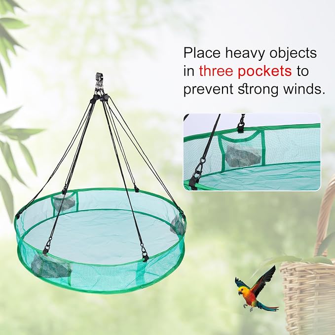 2Pcs Bird Seed Catcher for Outdoor Feeders, Bird Feeder Trays to Catch Seed, Upgraded Version Can Prevent Strong Winds. (24 inches)