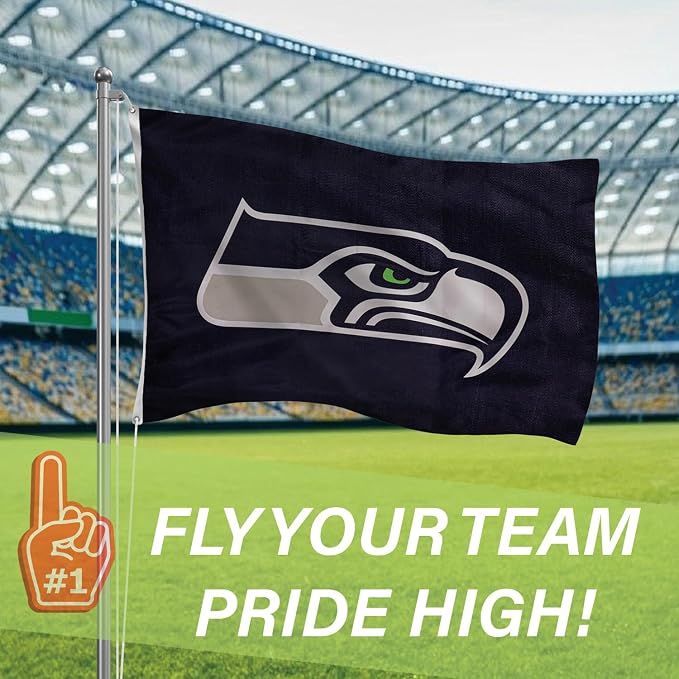 Team Sports America NFL Seattle Seahawks 3 x 5 Outdoor Durable Flag with Grommets | Heavy Duty Flag & Banner for Outdoor Garden Patio | Indoor Wall Decor Flag | Works with Flag Poles for House