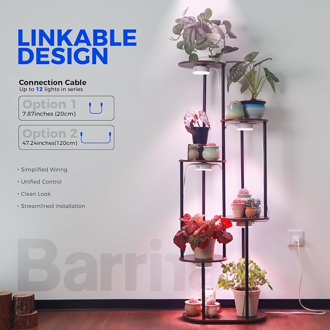 Barrina Orbgrow OG09 Puck Grow Light with Timer, Pinkish White 18W(2 x 9W, 270 Watt Equiv), Full Spectrum Plant Light for Indoor Plants, Magnetic & Linkable, 5 Levels Dimmable for Plant Shelf, 2 Packs