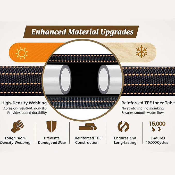 10FT Lightweight Garden Hose,Non-Slip Handles,Non-kink Hose,Flexible Water Hose Leader Hose for Boats, RV Water Hose,Marine Washdown,Lawn,Garden,Leakproof TPE Hose (OrangeBlack, 10 Ft)