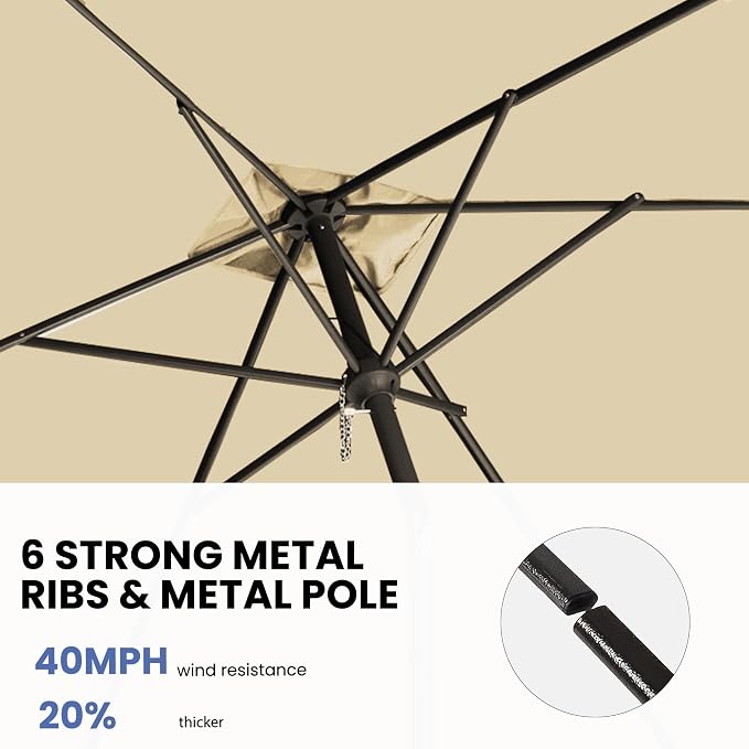 6.5x10FT Rectangular Patio Umbrella with Push Button Tilt & Crank Lift for Garden,UV Protection Outdoor Umbrella for Deck,Pool and Yard,White