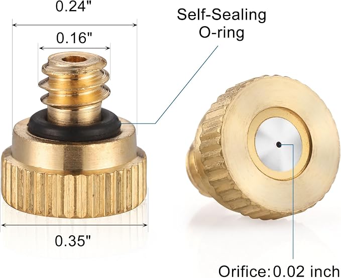 CozyCabin 30Pcs Flexible Mister Extensions with 30pcs Brass Misting Nozzle Kits, 5.9 Inch Brass Mist Rod for Mister Nozzles, Bendable Copper Extended Pole 10/24 UNC Thread for Outdoor Cooling System