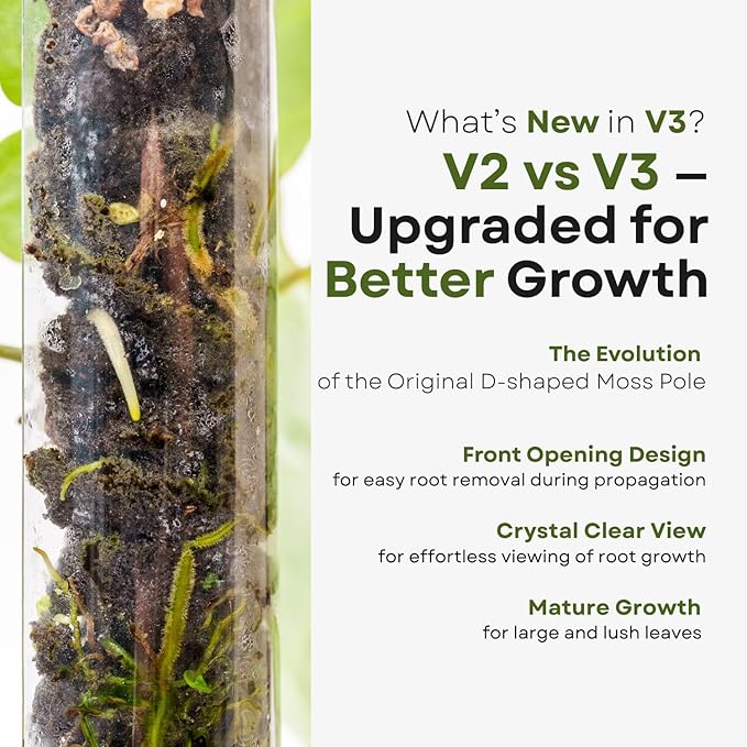 THICCLY V3 GrowPole Medium 5 Pcs - Front Opening Plastic Moss Poles for Climbing Plants, D-Shaped Moss Pole for Monstera Plant Support Plant Climbing Pole, Plastic Plant Pole Support for Philodendron