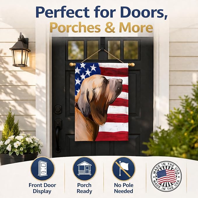 Caroline's Treasures CK6522CHF Fila Brasileiro Dog American Flag House Flag Large Porch Sleeve Pole Decorative Outside Yard Banner Artwork Wall Hanging, Polyester, House Size, Multicolor
