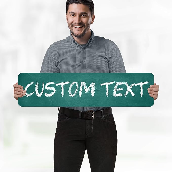Custom Sign, Custom Street Sign, 11 Font Colors, 13 Font Styles, 4 Hole Options, 22 Sizes, 8x32 Inches, Rust Free DiBound, Fade Resistant, Made in USA by My Sign Center (Chalkboard Green)