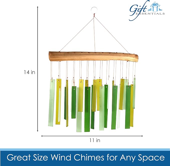 Blue Handworks Spring Colors Glass and Driftwood Chime - Sandblasted Glass and Found Wood Hand Crafted Wind Chime | Sandblasted Glass and Found Wood Hand Crafted Wind Chime