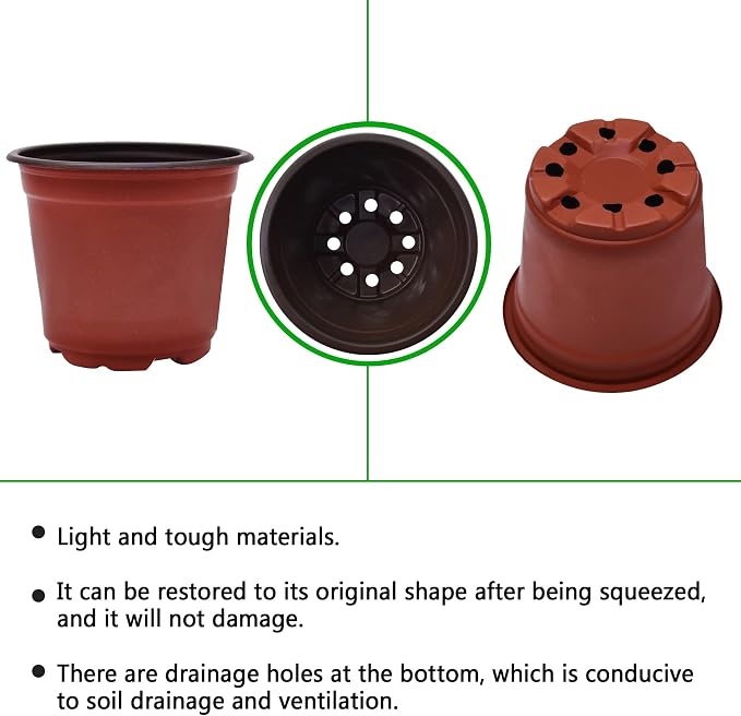 HOSTIC 3.5 Inch Nursery Pot Seedling Pot Plant Container Seed Starting Pots Multipurpose Plastic Pots 100 Packs