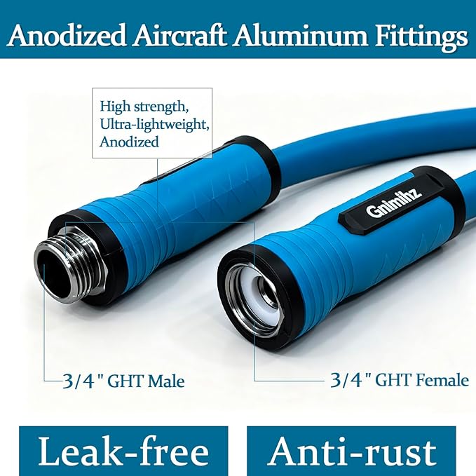 Garden Hose 5/8 in x 25 ft, Made of TPE (BetterThan PVC/Hybrid Polymer), Lightweight yet Durable Water Hose with Ergonomic Grip, Drinking Water Safe Material, All-Weather, 3/4" GHT Fittings