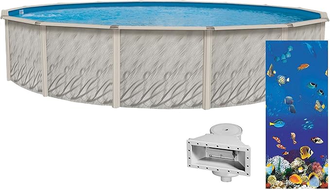 Lake Effect Pools 'Meadows Reprieve' 24' Round Above Ground Swimming Pool | 52" Inch Height | Resin Protected Steel Sided Walls | a Caribbean Overlap Pool Liner and Widemouth Skimmer