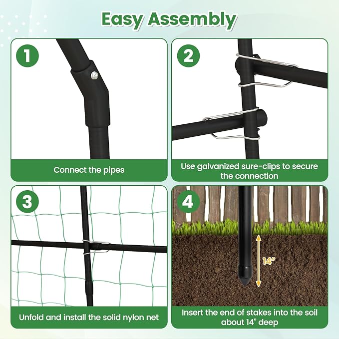 Giantex Garden Arch Trellis for Climbing Plants, 7.5 FT Heavy-Duty Cucumber Trellis with PE-Coated Steel Frame, Rust-Resistant Archway for Raised Bed, Outdoor Vegetable & Vine Support