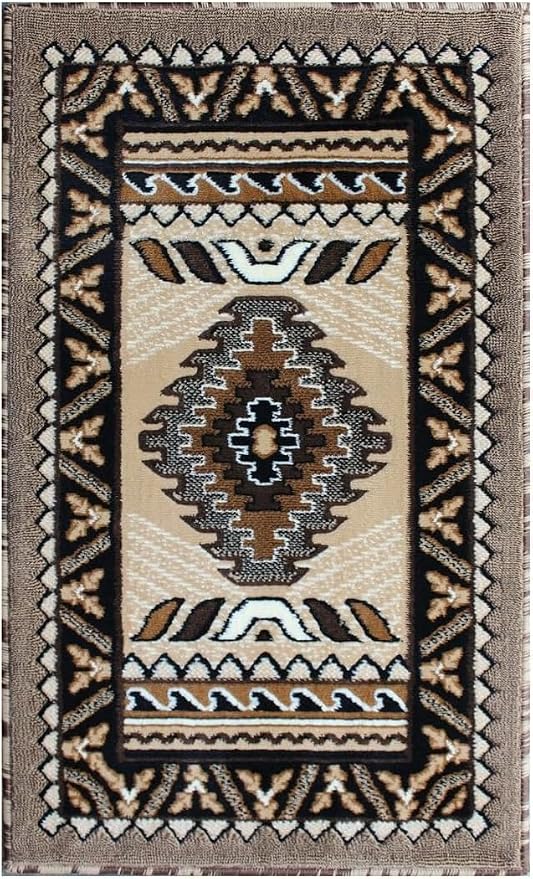 YHSF South West Native American Area Tribal Rug - Berber, 2' x 3'4" | Easy-Clean, Soft & Durable Tribal Rug for Living Room, Bedroom, Kitchen & More - Stain-Proof Runner for Home Decor