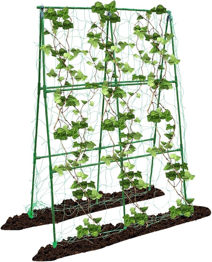 Compact A-Frame Plant Trellis for Peas, Beans & Small Climbing Plants - Rust-Resistant, Easy to Assemble, Lightweight Steel, Ideal for Raised Beds & Container Gardens(31" W x 47" H)