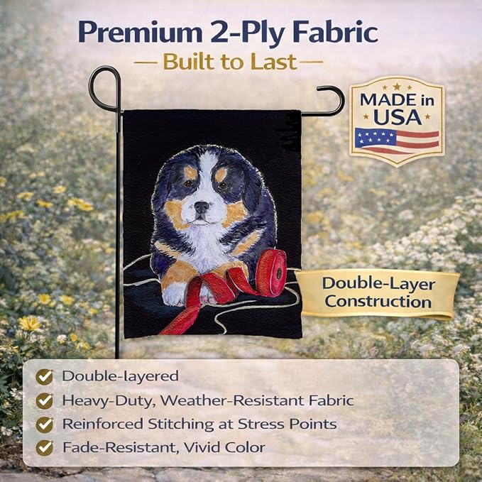 Caroline's Treasures SS8569GF Bernese Mountain Dog Garden Flag Mailbox Flag Decorative Yard Flag Banner Outside Patio Artwork Yard Flower Beds, Garden Size, Multicolor