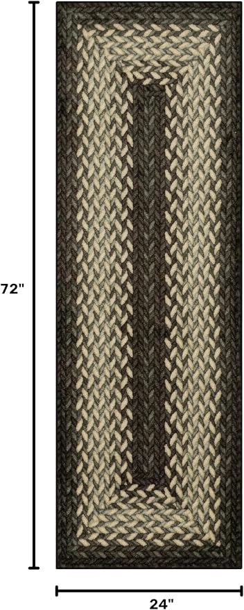 Maples Rugs Marion Bohemian Braided-Style Print Runner Rug – Made in USA – Washable, Non-Slip Indoor Runner for Hallway, Kitchen, and Laundry Room, 2' x 6', Black