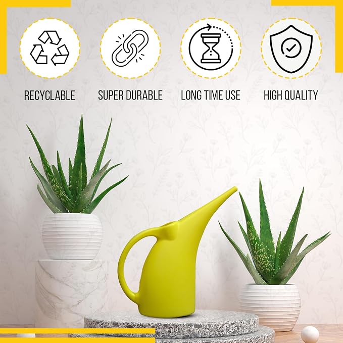 KP KOOL PRODUCTS Watering Can 1/2 Gallon - Small Watering Can for Indoor Plants - Outdoor Watering Can - Yellow Plant Waterer - Plastic Watering Can for Garden - 1 Pack