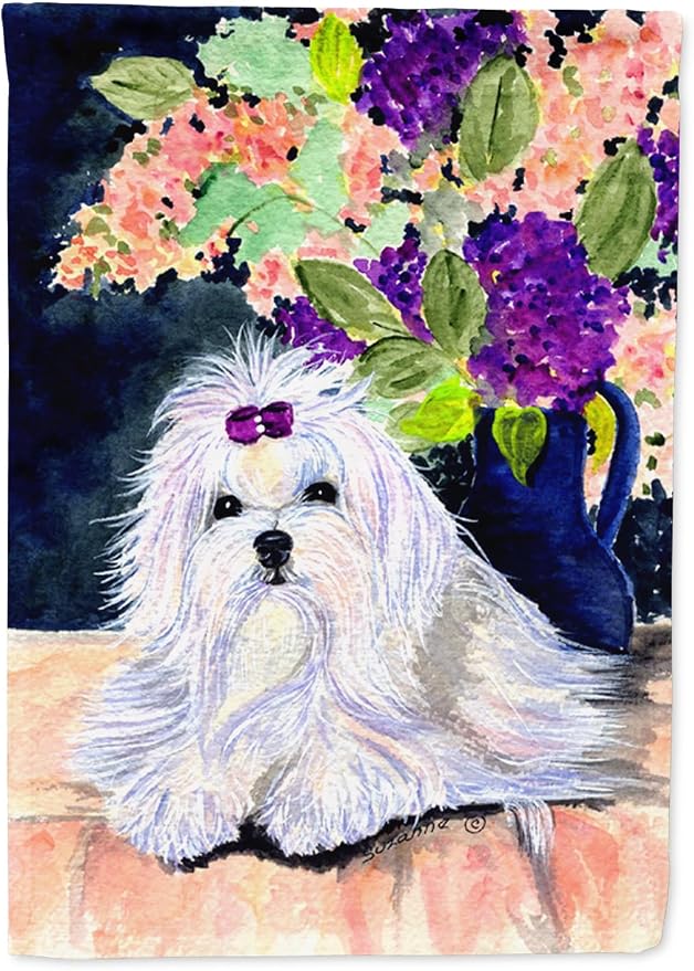 Caroline's Treasures SS8287GF Maltese Garden Flag Mailbox Flag Decorative Yard Flag Banner Outside Patio Artwork Yard Flower Beds, Garden Size, Multicolor
