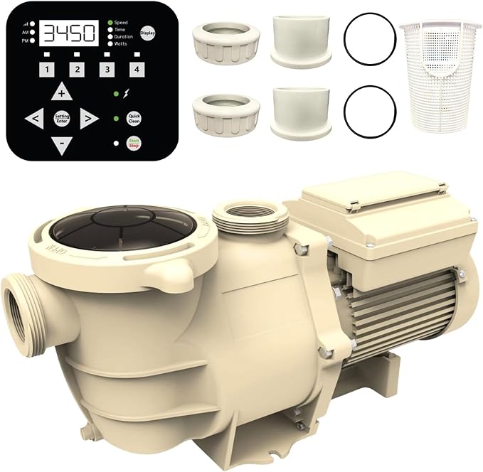 SWIMLINE HYDROTOOLS Variable Speed Swimming Pool Pump For Inground & Above Ground Pools | 1.5 HP, 6660 GPH Self Priming Filter Pumps | 230 V, LED Control Panel, 2-4 Flow Speeds, Strainer Basket, DOE | Variable-speed Self-priming Pump, 1.5 HP, 6, 660 GP...