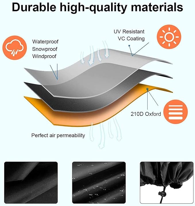 Amylove 55 Gallon Drum Cover, 210D Oxford Cloth Water Storage Barrel Cover, 25 x 37 Inch Outdoor Waterproof Rain Snow Bucket lid with Drawstring, UV Protection, Anti Dust(Black,2 Pcs)