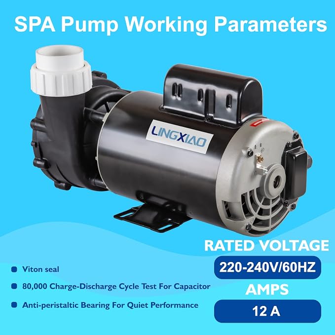 SPA Pump, Single Speed SPA Hot Tub Pump - 56 Frame LX SPA Pump Motor 4HP, 220-240V, 2" Port (Model: 56WUA400-I)