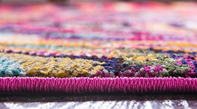 Unique Loom Estrella Collection Colorful, Abstract, Geometric, Gradient, Modern Area Rug (8' 0 x 8' 0 Round, Multi/Pink)
