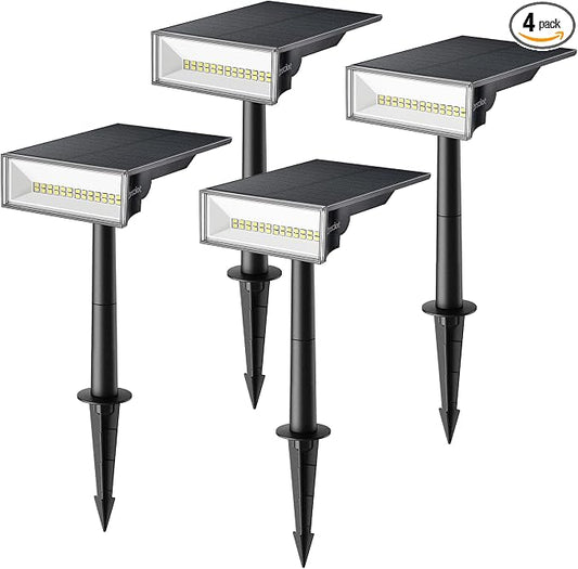 Consciot Solar Lights Outdoor, 6500K Daylight Solar Spotlights, Waterproof Landscape Lighting for Yard, Garden, Tree, Pathway, House, Patio, Outdoor Decor, 4 Pack | Landscape lighting for yard, garden, tree, pathway, house, patio and outdoor decor