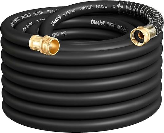 Heavy Duty Garden Hose 50 ft x 5/8", 5-Layer Hybrid Rubber Water Hose with 3/4" Swivel Brass Male to Female Fittings, 1000 PSI Burst, Leak-Proof & Weather Resistant for Lawn, Backyard, Black