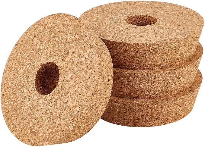 OLYCRAFT 4 Pack Cork Lids for Glass Planters 4.2~4.7 Inch Hydroponic Lids 1.2 Inch Thick Terrarium Cork Covers with 1.2 Inch Hole Natural Cork Stoppers for Hydroponic Plant Propagation Growing Vases