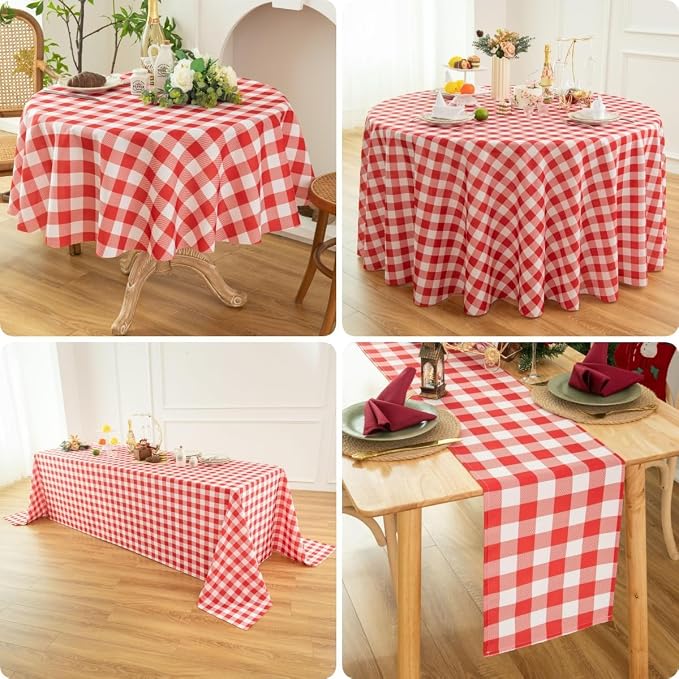Waterproof Plaid Tablecloth Fabric - Square 25x25 Inch Classic Gingham Checker Buffalo Table Cover for BBQs, Parties