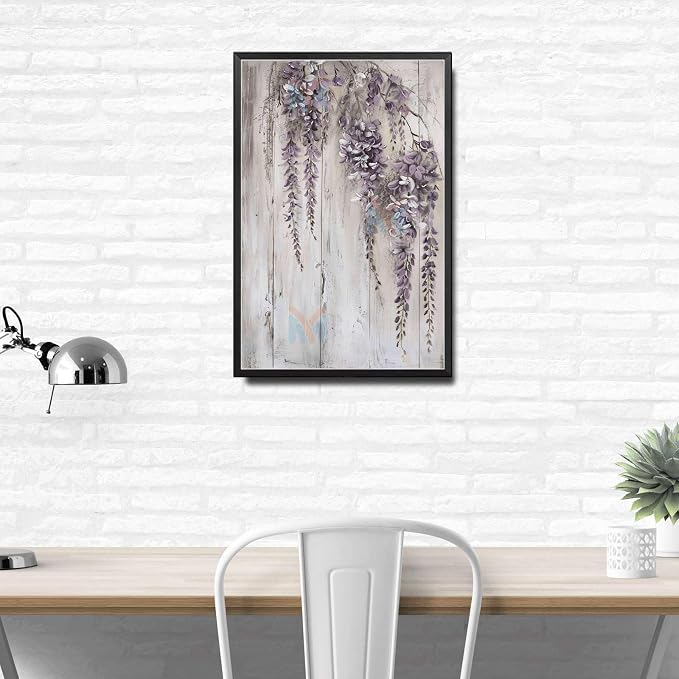 Metal Sign Tin Sign Vintage Wall Art Vintage Wisteria Tin Sign for Cascading Blooms Display Shabby Chic Style and Corrosion Resistant Home Decor for Home Decor 6×8 Inches with Metal Frame