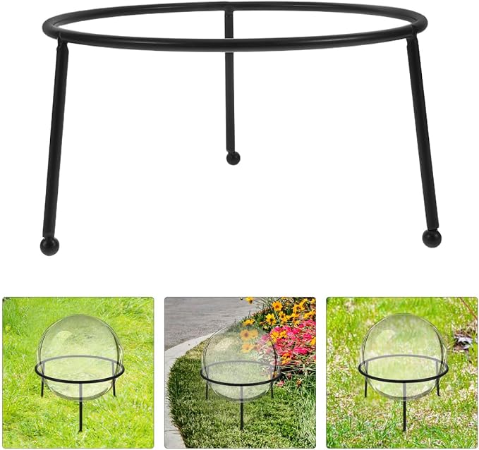 PRETYZOOM Crystal Ball Stand Iron Sphere Holder 6.69X6.69X3.70In Decorative Metal Pedestal for Outdoor Patio Garden Globe Display and Fairy Garden Decor