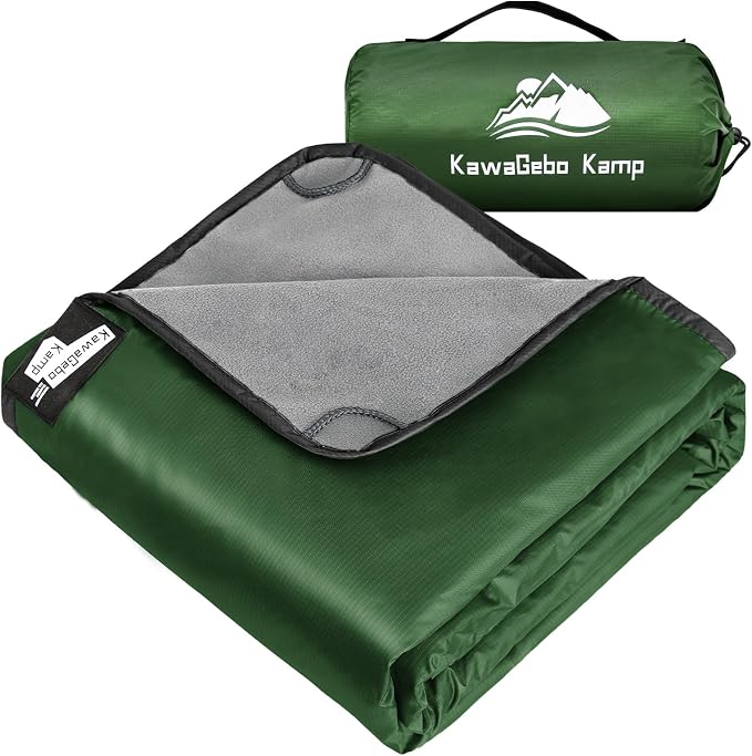 Large Waterproof Outdoor Picnic Blanket 80"x 58" | Windproof Lightweight Stadium Blanket, Packable, Stay Dry and Comfortable for Camping, Sports, Travel - Green