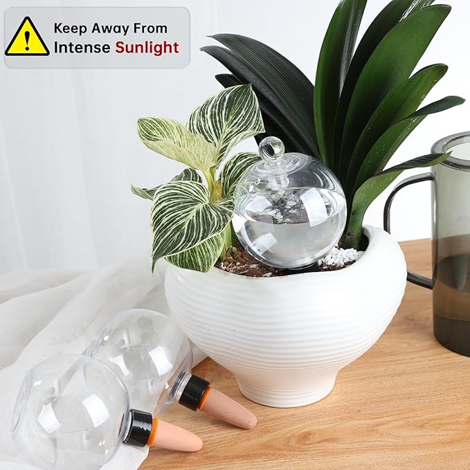 2 Pack Plant Watering Globes with Covers 17oz Self Watering Planter Insert, Plastic Water Bulbs, Indoor/Outdoor Plant Watering Devices for Automatic Drip Irrigation