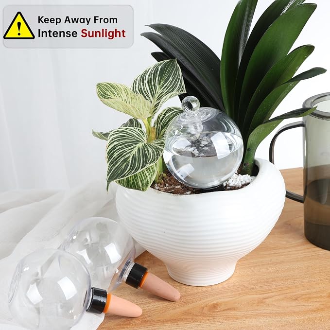 6 Pack Plant Watering Globes with Covers 17oz Self Watering Planter Insert, Plastic Water Bulbs, Indoor/Outdoor Plant Watering Devices for Automatic Drip Irrigation