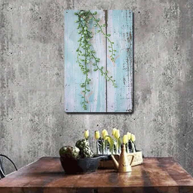 Metal Sign Tin Sign Vintage Wall Art Delicate String of Pearls Tin Sign for Vintage Paintings Shabby Chic Touch and Simple Beauty Admir Gardening Decor Gift for Home Decor 6×8 Inches