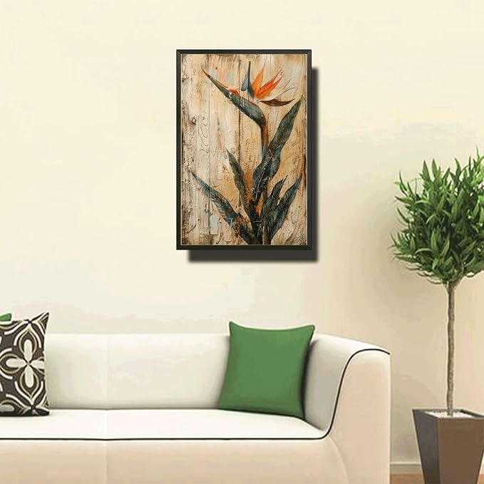 Metal Sign Tin Sign Vintage Shabby Chic Bird of Paradise Tin Sign for Distressed Wood Art Vintage Aesthetics and Easy Mounting Boho Bedroom Decorations for Room 6×8 Inches with Metal Frame